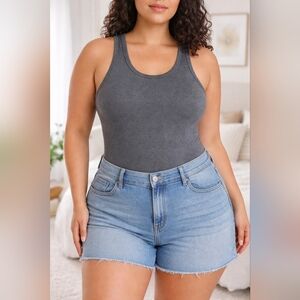 NWOT Zenana Gray Racer Back Bodysuit Size 2X Or 3X